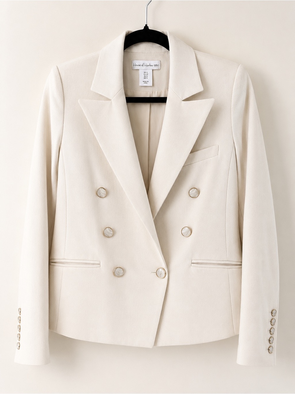 House of Harlow 1960 Ivory Double-Breasted Blazer | Size Small